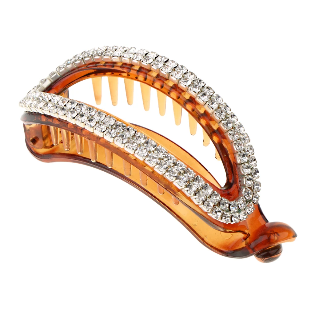 Fashion Women Lady Hollow Rhinestone Hair Banana Clip Ponytail Holder Clamp Hair Accessories