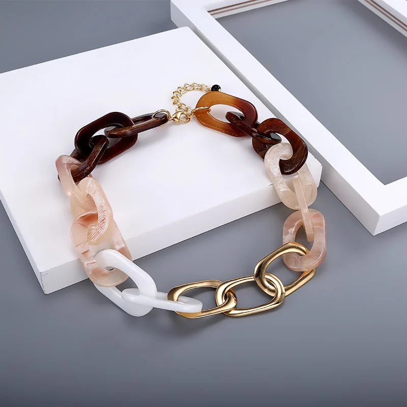 Эффектное ожерелье чокер Женская акриловая цепь Kolye Colar Harajuku Collares ювелирные