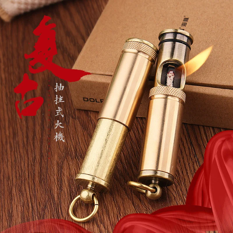  Creative Retro Pure Brass Lighter Trenches Old Kerosene Lighters Antique Machine lighter Novelty Ga