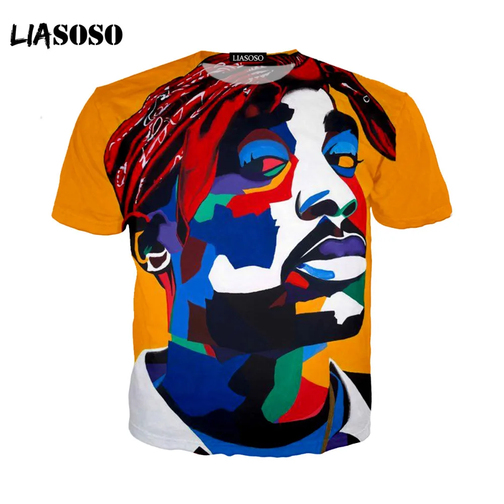 Jual LIASOSO Makaveli 2pac t shirt Shakur rapper Hip Hop Magliette Snoop Dogg Biggie Smalls eminem J Cole Savage jay z hip hop KK56