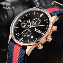 2016 megir Watches Men Luxury Top Brand Fashion Men’s Nylon Band Designer Quartz Watch Male Wristwatch Relogio Masculino Relojes