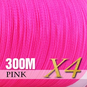 SIECHI Fishing Braid 300M 4 Strands Multifilament Fishing line Carp Fishing 12 15 20 30 38 43 52 62 83lb 300m-Pink
