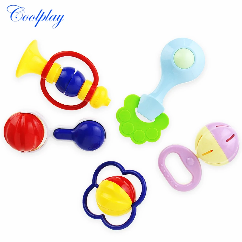 Coolplay 5PCS Baby Rattles Newborn Teether Hand Hold Shaking Bells Baby