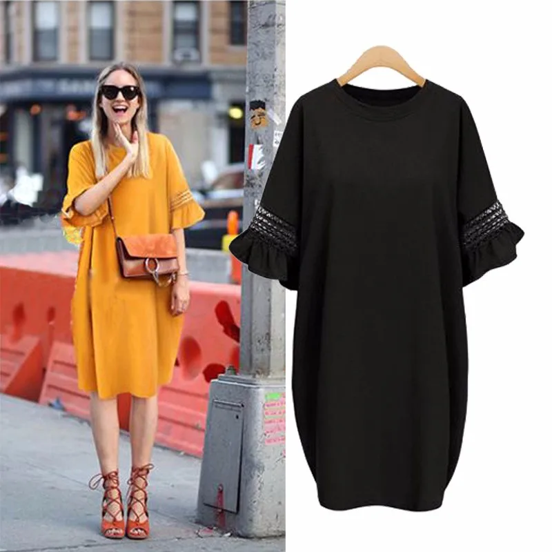 

New summer dress 2019 5xl 6xl big size vintage flare sleeve vestidos robe femme loose casual dress women plus size dresses