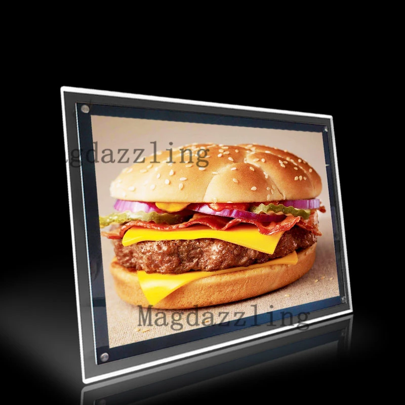 Restaurant desktop stand slim acrylic frame led illuminated menu boards a4 menu lightbox for