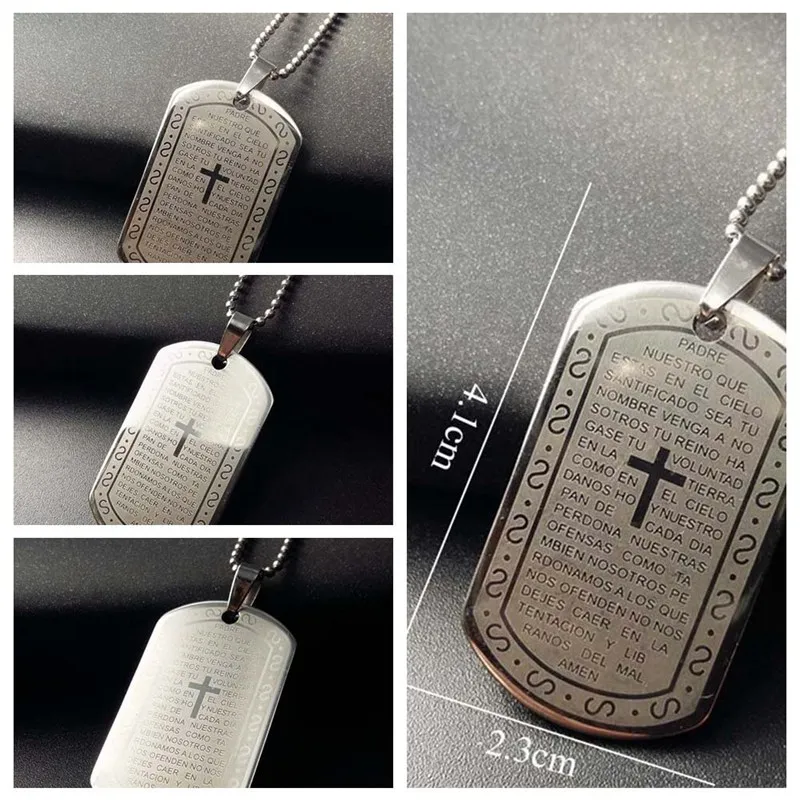 Buy Bible Lords Prayer Cross Stainless Steel Necklaces