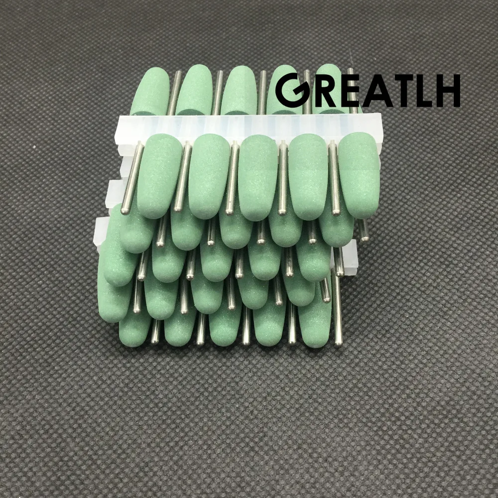50 шт средство для полировки зубов на грубой зеленый силиконовый Резина полировальные полировки боры