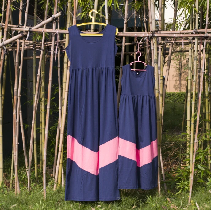 Оптовая продажа от китайского производителя; новое модное летнее платье для мамы и дочки; полосатая хлопковая ткань; Повседневная семейная