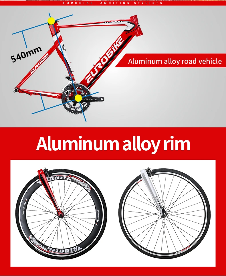 Perfect EUROBIKE 54CM  Road Bikes 54CM Aluminum Bicycle  16 Speed 700C Inches Wheel  Road Bike 1