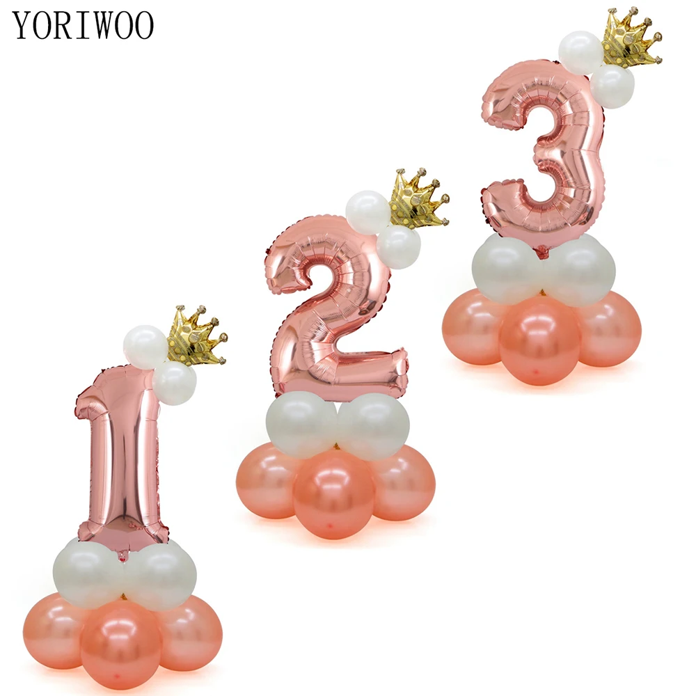 YORIWOO 17 шт. Фольга воздушные шары цифры для дня рождения 1 2 3 4 5 6 7 8 9 1st День украшения