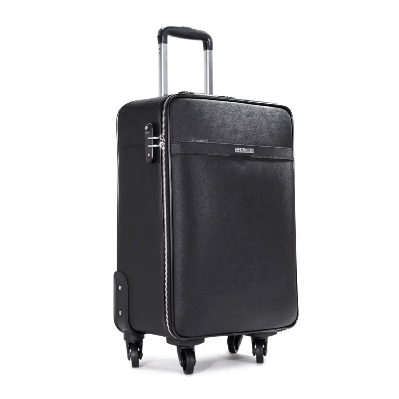 Винтаж сумка из воловьей кожи Универсальный колеса тележки багажа дорожная сумка натуральная кожа сумка 20 24 коммерческий багажа