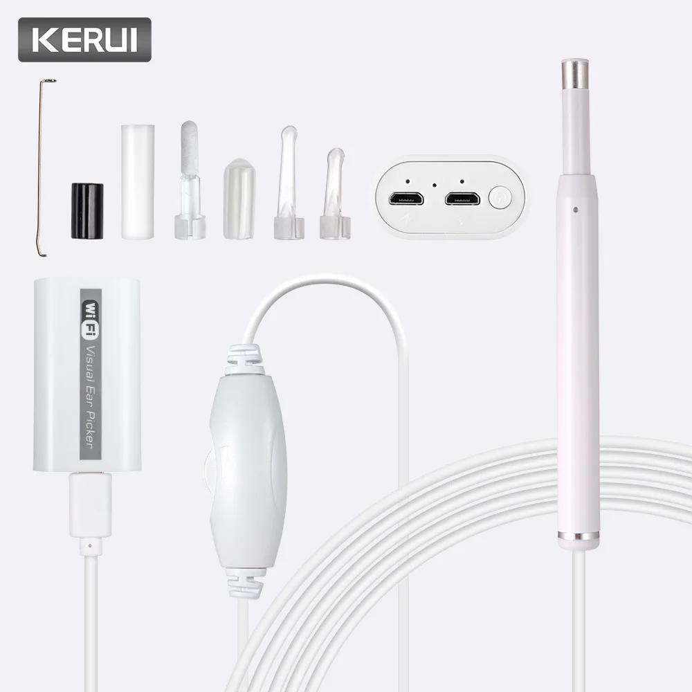 KERUI 720P HD многоцелевой Отоскоп USB WiFi эндоскоп бороскоп очиститель уха мини камера Поддержка ПК MAC Android IOS Телефон - Цвет: One WiFi Endoscope