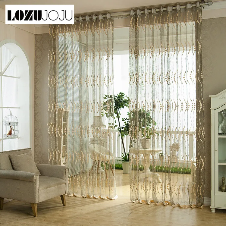 

LOZUJOJU Point jacquard drops tulle curtain for living for living room bedroom decorative thread fabric organza balcony door