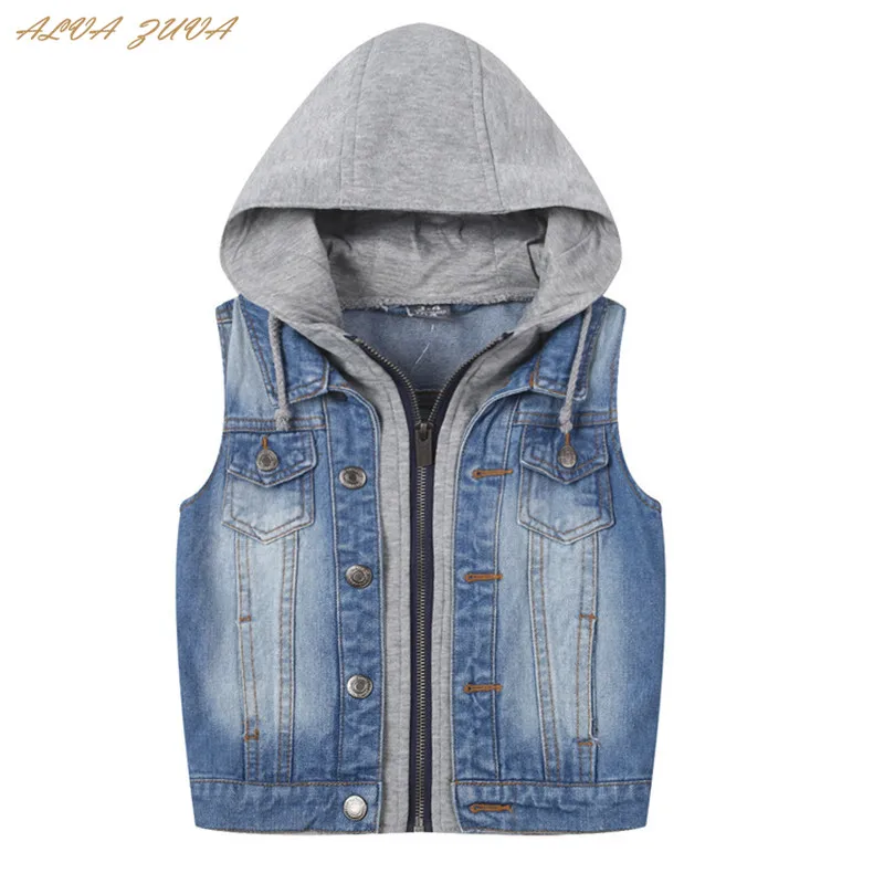 2018 Spring/Autumn Children Denim Vest Boys Girls Hooded Jackets And Coats Kids Unisex Vests & Waistcoats Cyy191