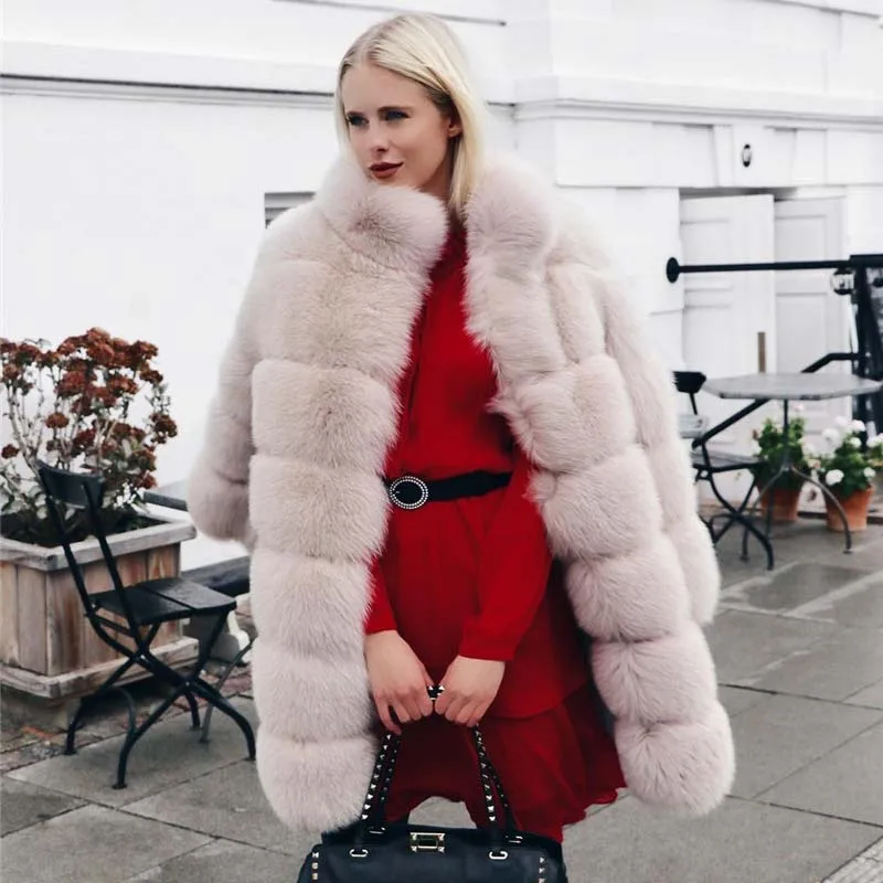 

FURSARCAR 7 Color 2019 New Long Luxury Real Fox Fur Women Winter Coat Thick Natural Fox Fur Jacket With Fur Collar For Female