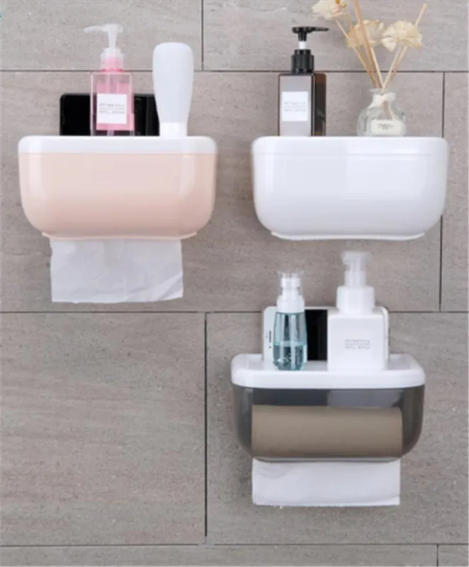

2019 New Wall Mounted Plastic Waterproof Toilet Paper Roll Paper Box Holder Home Bathroom Tissue Box