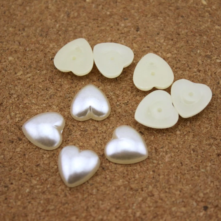 

Ckysee 100pcs/lot ABS White Color Imitation Pearls Beads Heart Cabochon Beads 6/8/12MM Pick Size For DIY Jewelry Making