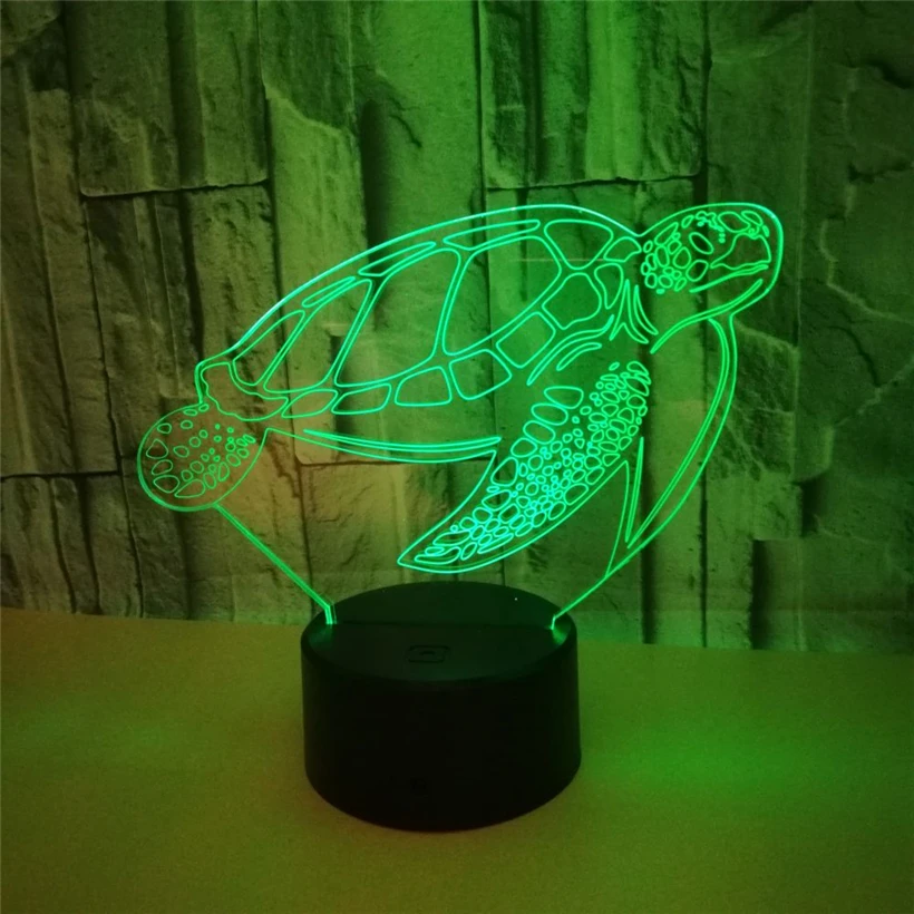 Sea Turtles 3D Visual Led Night Light 7 Color LED Desk Lamp USB Touch