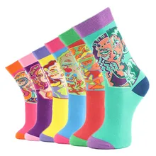 Японские милые забавные носки для девочек в стиле Харадзюку, абстрактные жаккардовые носки с круглым вырезом, женские носки Skarpetki Sokken унисекс носки Mujer