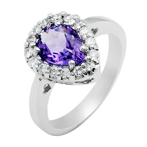 

Natural Amethyst Ring 925 Sterling silver Pear Purple Crystal Woman Fashion Fine Elegant Jewelry Queen Birthstone Gift sr1214a