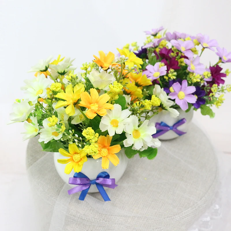 JAROWN Artificial Flowers Rose Quality Ceramics Vase +Silk Flowers Artificial Flower Set Home Decoration Home Flowers Decoration (31)