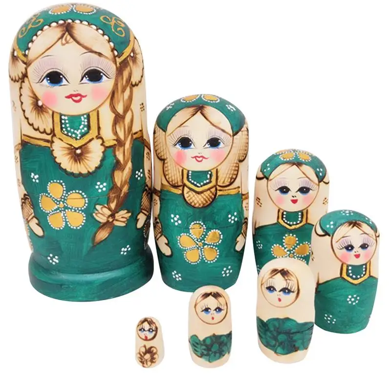 7 шт. милые русские куклы для девочек деревянные игрушки матрешки ручной работы