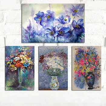 

YWDECOR Modern Abstract Flower in a Vase Orchid Canvas Painting Print on Canvas Wall Art Picture Poster Living Room Home Decor
