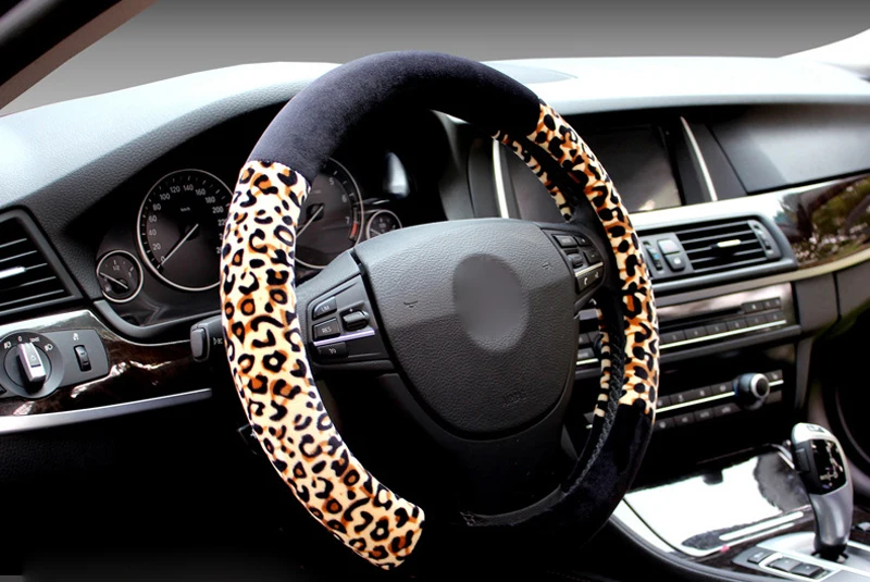 Зимний 7 цветов Чехол рулевого колеса автомобиля модный леопардовый дизайн плюшевая Мягкая универсальная Оплетка на руль автомобиля Стайлинг