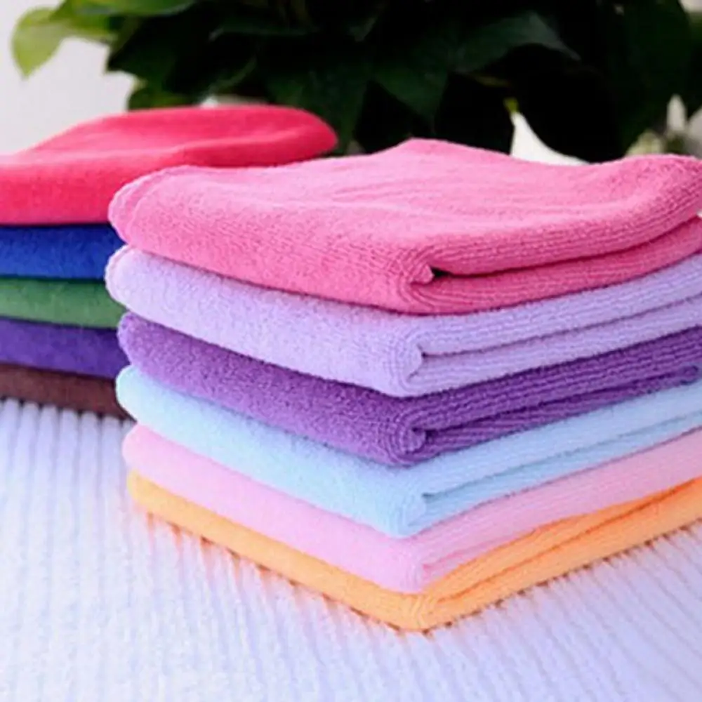 

10PCS Hot Sale Candy Color Soothing Cotton Square Face/Hand Towel / Cleaning Wash Cloth Home Clean Tools Random Color
