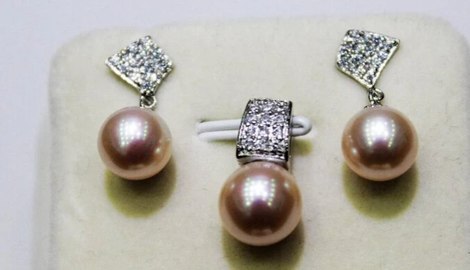 

Jewelry 00947 Natural pink fresh water pearl Earring set Alloy, "Handmade