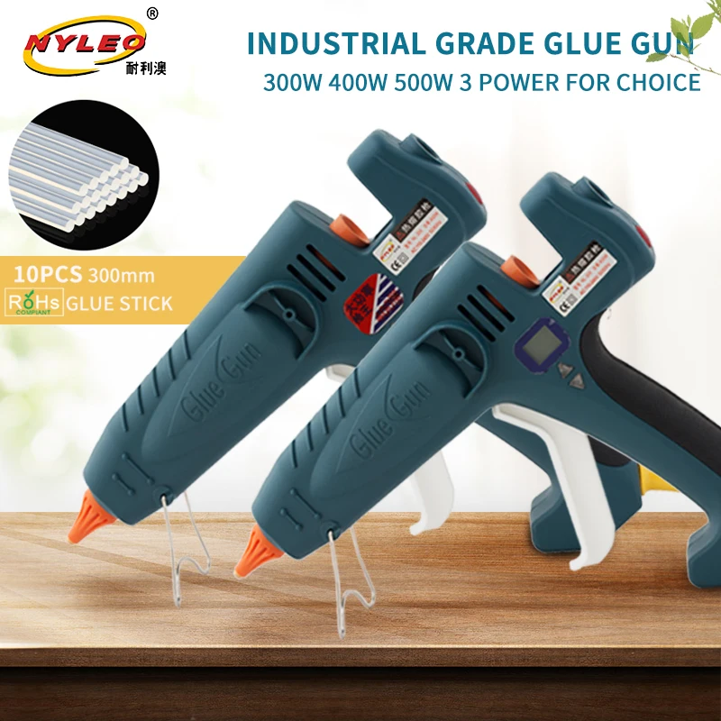 

300-500W Industrial Grade Glue Gun w/ 10PCS Rohs-compliant 11x300mm Glue Sticks For Craft Repair Home DIY