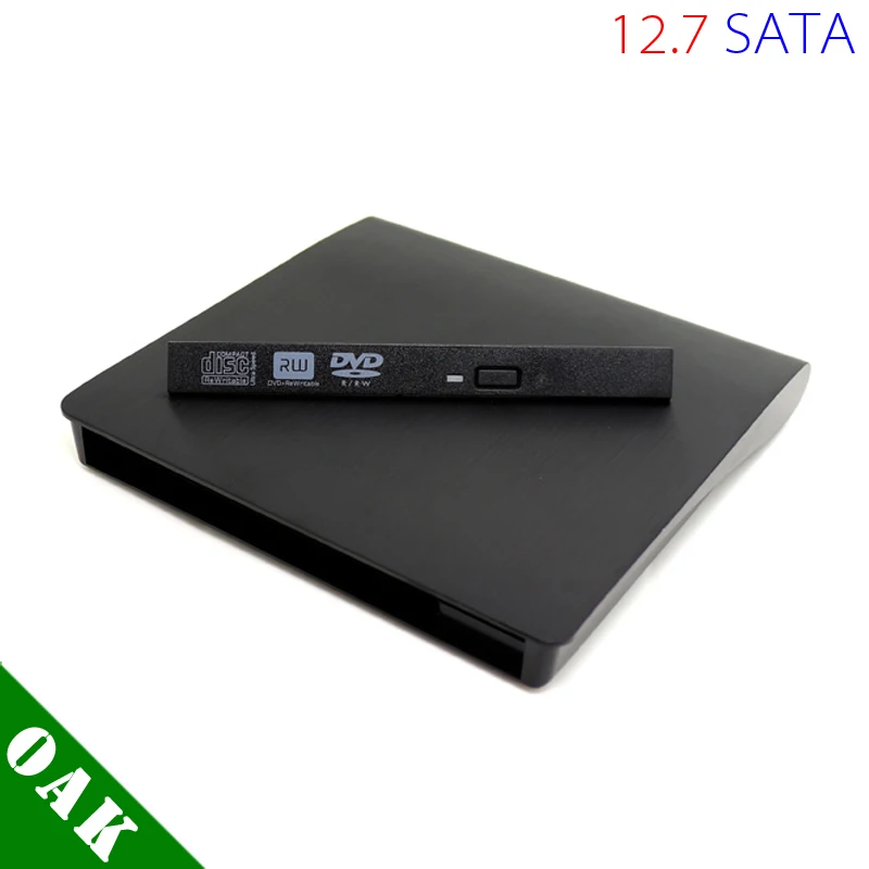 ECD819 USB2.0 External DVD RW Enclosure Case for 12.7mm SATA Optical Drive Black Color