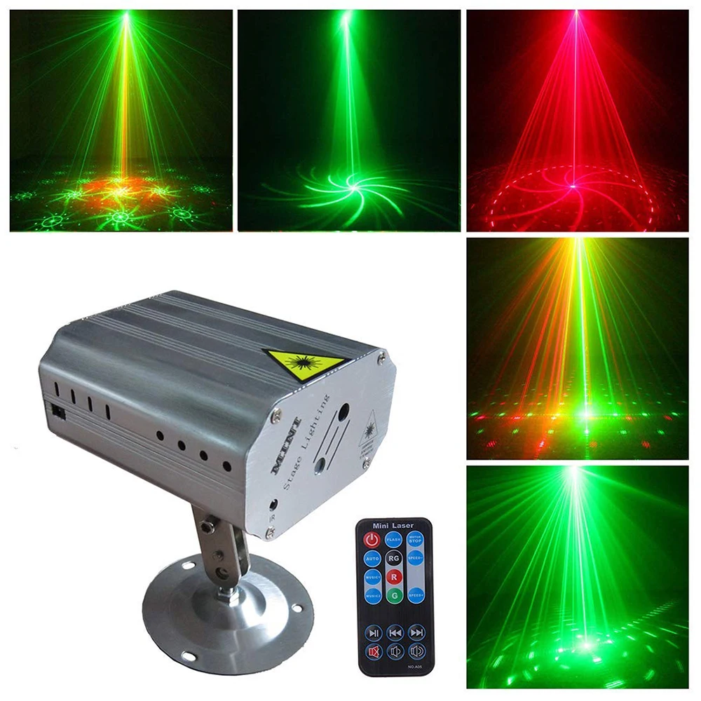 LED ضوء الليزر متعددة نمط أضواء للمسرح مع تحكم الأحمر والأخضر وامض تأثير للديسكو DJ حزب كشاف ضوء