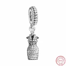 Ослепительное платье из стерлингового серебра 925 пробы шарики для украшений более 100 блестящих камней DIY Fit PANDORA Подвески для изготовления ювелирных изделий FL562