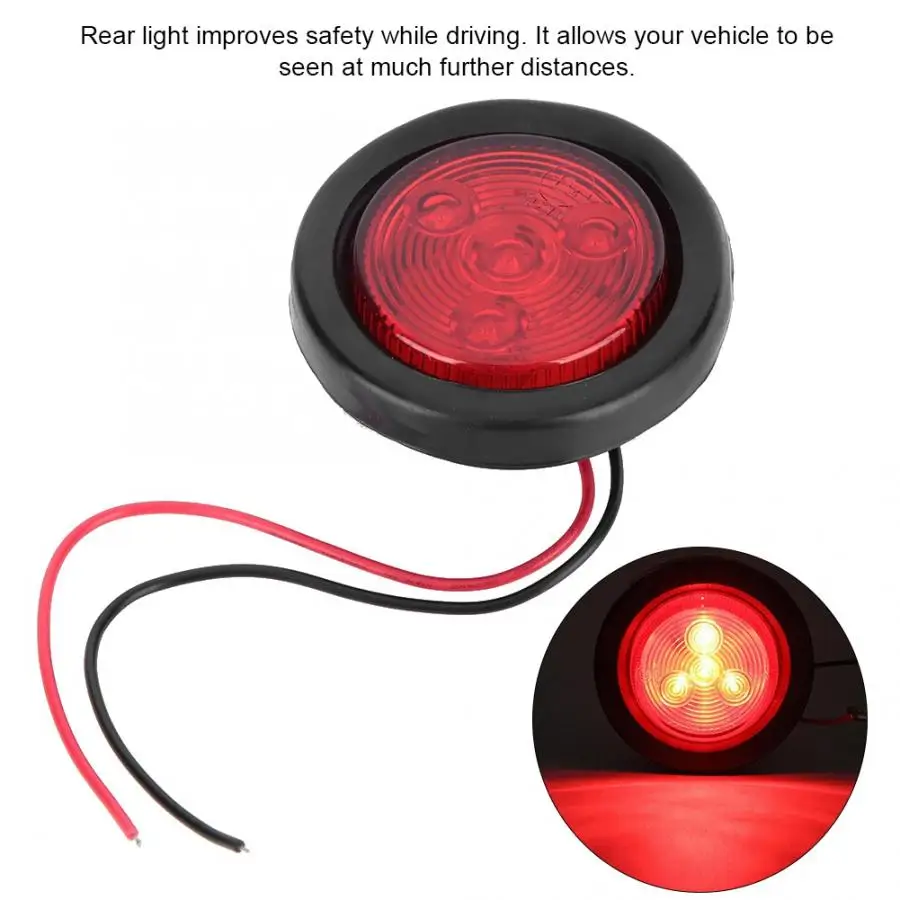 5 шт. 2," красный круглый задний светильник светодиодный фонарь стоп-сигнала для грузового прицепа 4 светодиодный Светодиодный индикатор хвост светильник