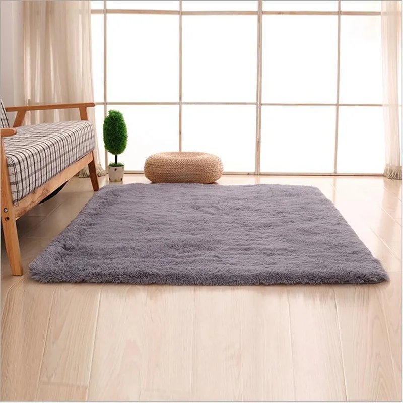 

Black Soft Carpets Anti-skid Plush Hair Shaggy Carpet Faux Fur Area Rugs Floor Mats For Living Room Bedroom