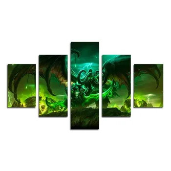 

5 Piece Illidan Stormrage Lord Of Outland Black Temple Art Demon Shadowmoon Valley Wow Home Decor