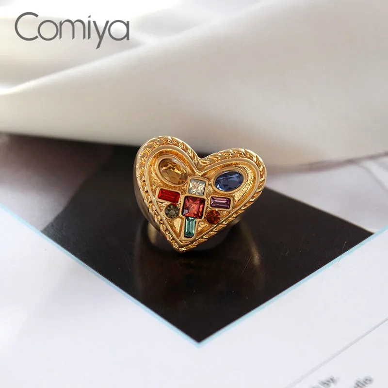 Comiya Zinc Alloy Rings Steampunk Fashion Zinc Alloy Ring Acrylic Crystal Heart Party