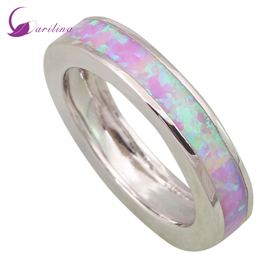 

New 2015 Fashion jewelry Round Tension Setting rings for women Pink Fire Opal 925 Sterling Silver Rings R465