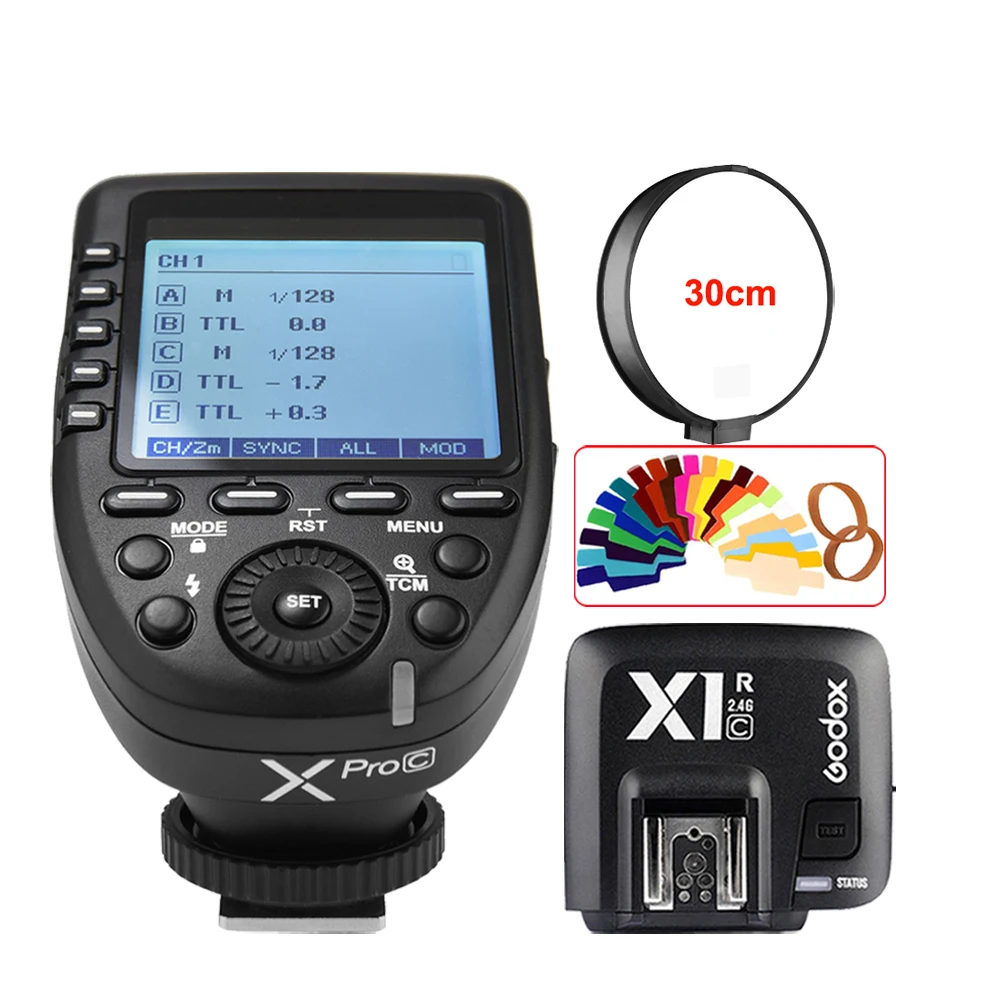 

GODOX XPro-C E-TTL 2.4G Wireless High Speed Sync X system Trigger + Godox X1R-C Receiver For Canon EOS Cameras