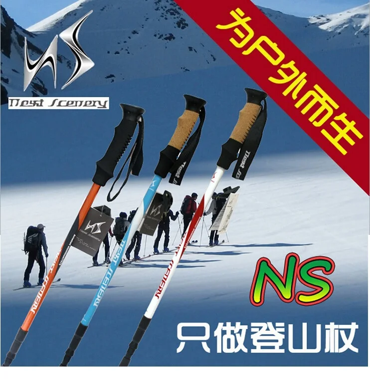 Ultra light EVA straight grip handle aluminum 3 section adjustable canes walking font b hiking b