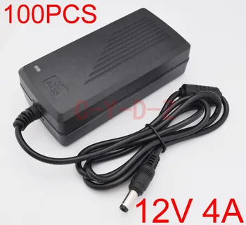 

100pcs High quality12V 4A AC 100V-240V Converter AdapterDC 12V 4A 48W Power Supply DC 5.5mm x 2.1mm-2.5mm for 5050/3528