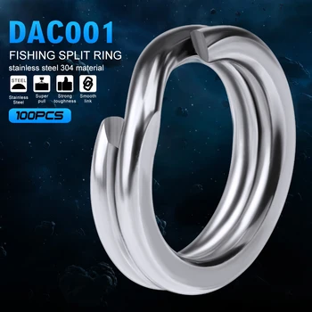 

100pcs Fishing Split Rings for Crank Hard Bait Silver Stainless Steel 3#-8# Double Loop Split Open Carp Tool Fishing Accessories