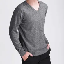 Man's Cashmere Wool Sweaters JECH 2018 Spring Winter V-Neck Long Sleeve Slim Pullovers High Quality Knitwear Plus Size S-XXXL 