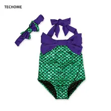Слитные купальники для будущих мам Обувь для девочек Купальники для малышек повязка на голову с бантом Русалка Форма купальник для маленьких Для детей, на лето Одежда заплыва воды спортивная одежда детские ползунки