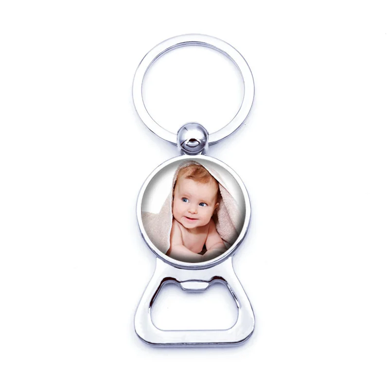 

Personalized Custom Pendant Keychain Photo of Your Baby Child Mom Dad Grandparent Metal Beer Bottle Opener Key Ring Key Chain
