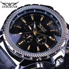 Jaragar Men Automatic Watches Casual Black 3 Dial Date Sport Genuine Leather Self Wind Mechanical Wrist Watch Relogio Masculino цена Jaragar Men Automatic Watches Casual Black 3 Dial Date Sport Genuine Leather Self Wind Mechanical Wrist Watch Relogio Masculino цены онлайн