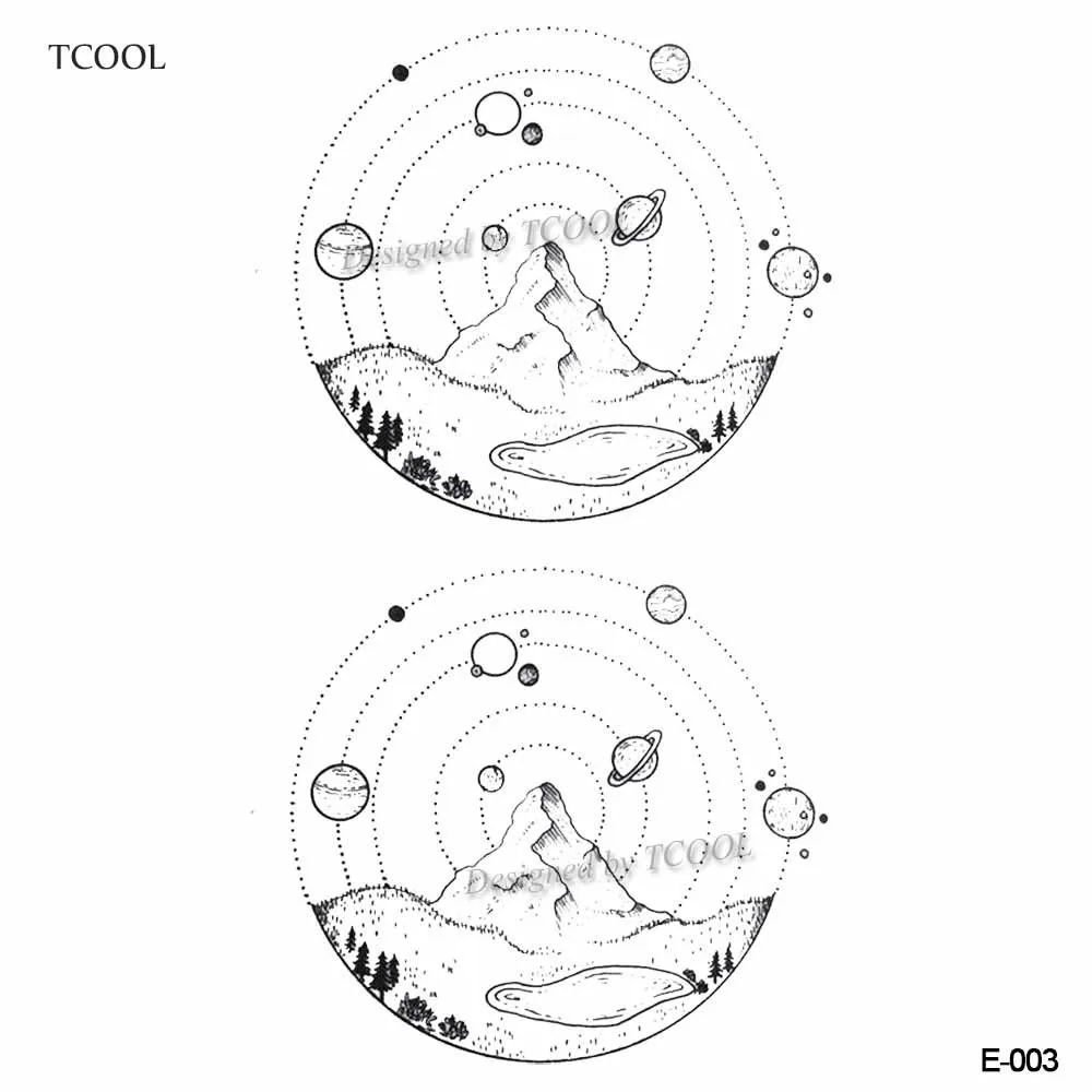 

HXMAN Mountain Temporary Tattoos for Waterproof Men Fake Body Art Women Original Design Fashion Hand Sticker 9.8X6cm E-003