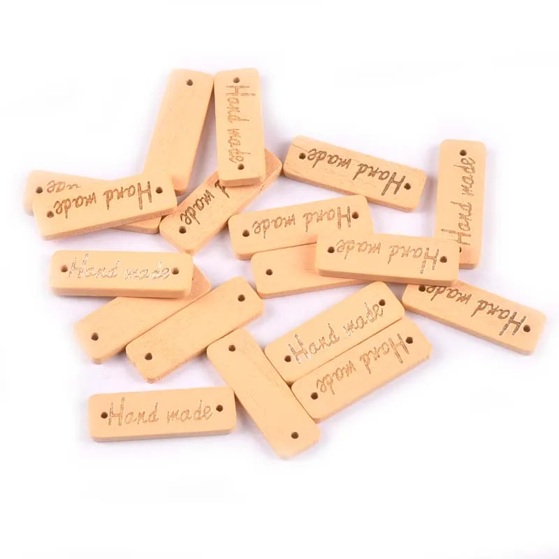 

50Pcs Cube Wood Crafts Garment DIY Wooden Button "Handmade" Letter Sewing Accessories For Making Scrapbooking 10x30cm M0931