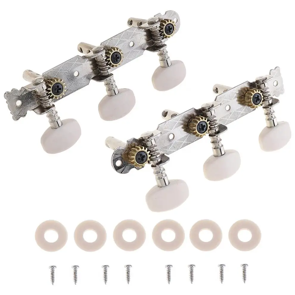 1pair White Plastic Buttons Machine Heads Metal Classical Folk Guitar